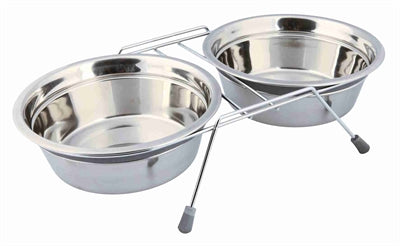 Trixie Futter-/Wassernapf-Set Klöppelschutz Edelstahl/Metall Grau