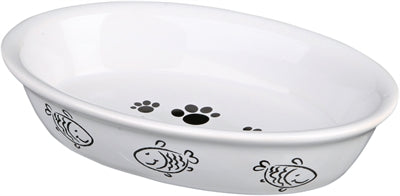 Trixie Futterschale / Wasserschale Oval Pfote / Fischmuster Keramik Sortiert