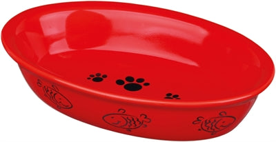 Trixie Futterschale / Wasserschale Oval Pfote / Fischmuster Keramik Sortiert