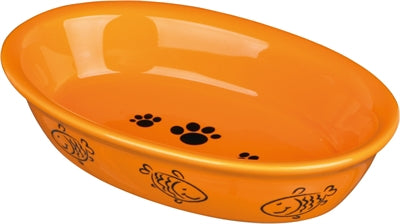 Trixie Futterschale / Wasserschale Oval Pfote / Fischmuster Keramik Sortiert