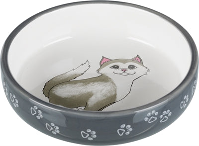Trixie Futternapf / Wassernapf Flach Katze / Beine Keramik Grau / Weiss
