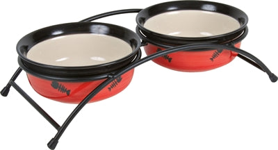 Trixie / Wasserschale Keramik / Metall Rot / Schwarz / Creme