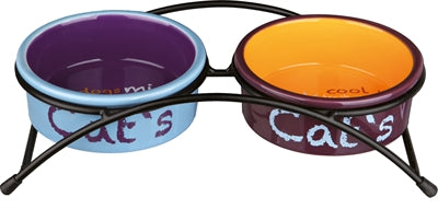 Trixie Futterschale / Wasserschale Keramik Metall Hellblau / Orange / Lila