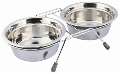 Trixie Futter-/Wassernapf-Set Klöppelschutz Edelstahl/Metall Grau