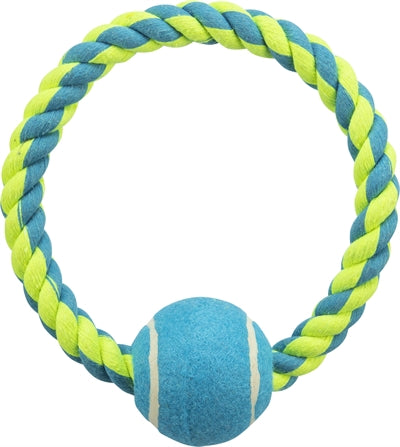 Trixie Seilring Mit Tennisball Lime/Blau