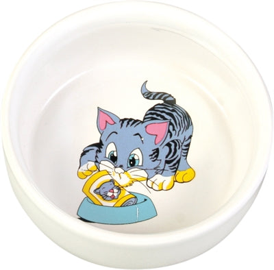 Trixie Futternapf / Wassernapf Streifen Katze Mit Schale Keramik Weiss