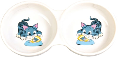 Trixie Futternapf / Wassernapf Doppelstreifen Katze Mit Schale Keramik Weiss