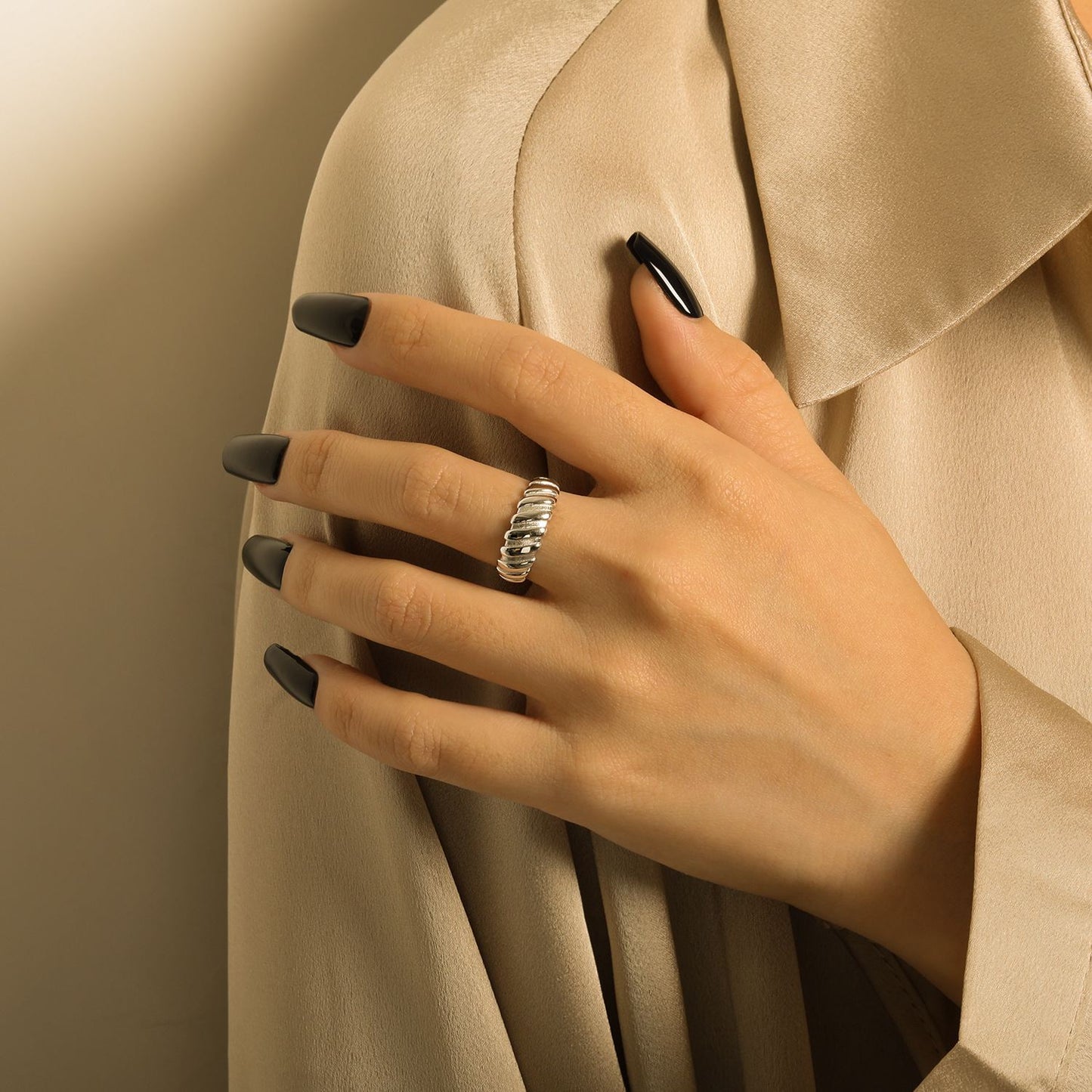 Mode Outfit Street Style Gear 925 Sterling Silber Verstellbarer Ring